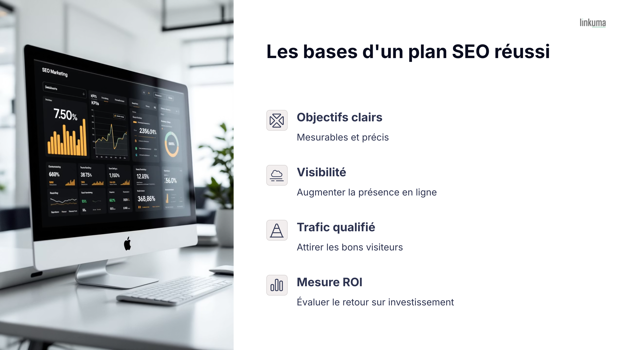 Une infographie qui montre les bases d'un plan SEO réussi